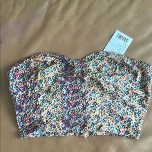 Sparkle & Fade Floral Crop Top - Multicolor cropped tube top